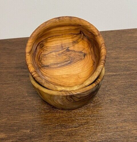 Set of 2 Olivewood Snack Bowls, 4.75 in x 2 in