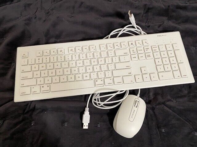 Macally White Keyboard and Mouse, wired