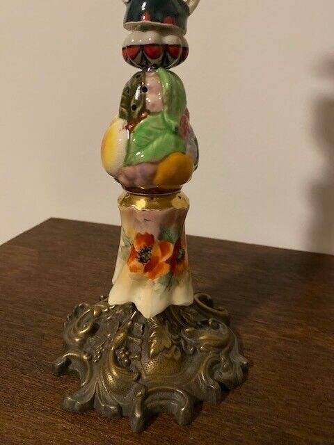 Vintage Salt & Pepper Shaker Fall Theme with Anthropomorphic Turnip Candle Stick