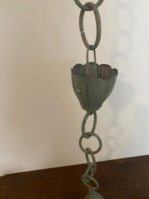 Pottery Barn Crocus Shaped Blue Verde Rain Chain, 8.5'