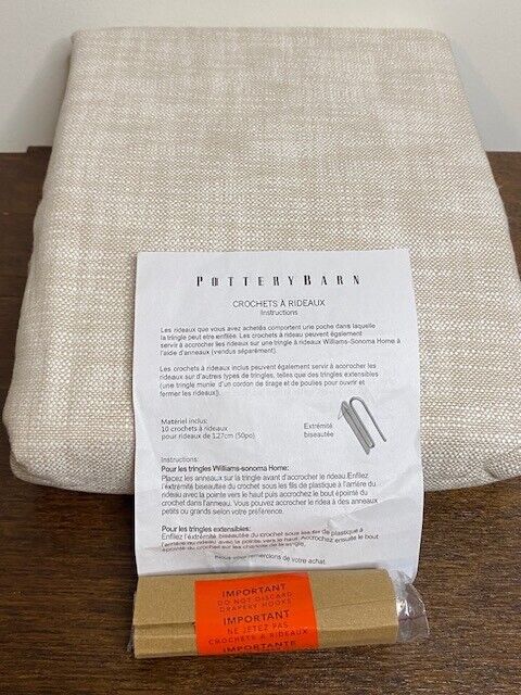 Pottery Barn 50 x 84 in Seaton Textured Cotton Curtain, Cotton Lined, Oatmeal