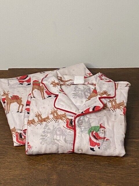 Pottery Barn Kids Heritage Santa 2 piece Pajama Set Size 12