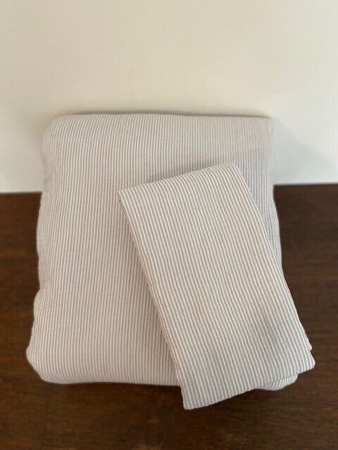 West Elm Dreamy Gauze Cotton Pinstripe Duvet Cover & 1 King Sham, Frost Gray