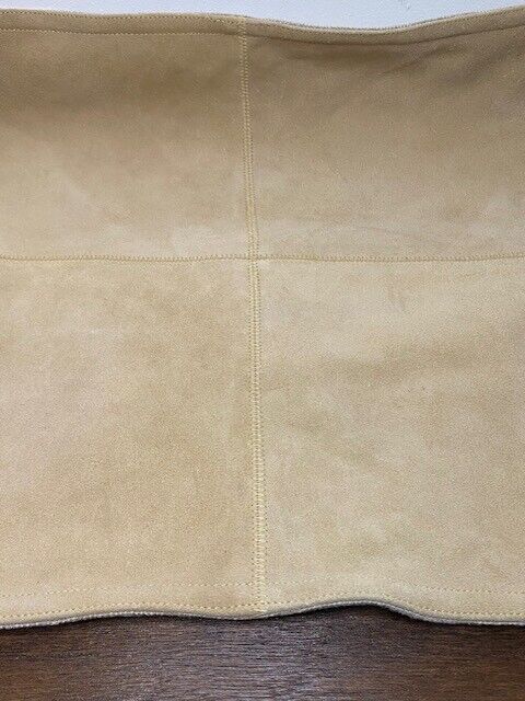 Pottery Barn Pieced Suede Leather Pillow Cover Stone 20”x20” NWOT Flaw Read