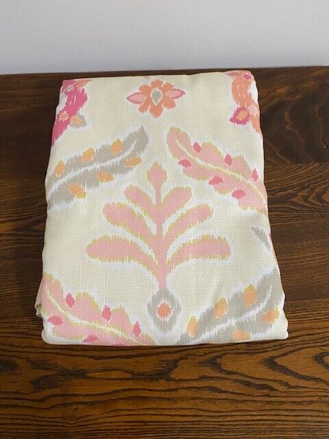 Pottery Barn Kids 44 x 63 Curtain Panel-Pale Yellow with Corals and Taupe