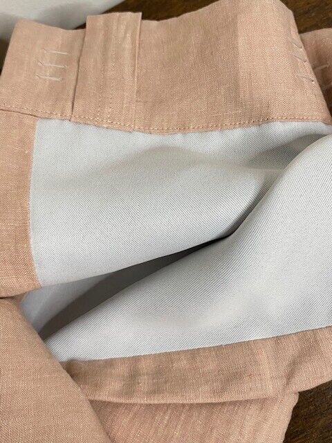 Pottery Barn Belgian Flax Linen Blackout Curtain, 50 x 96 in, Soft Apricot