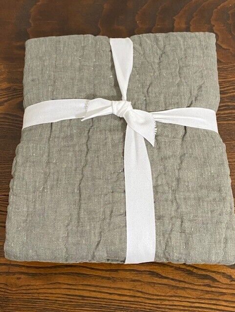 Pottery Bary 100% Linen Quilted, Handstitched Standard Sham, Loden