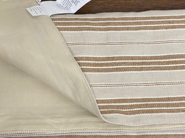 Pottery Barn Colette Stripe Cotton/Linen Table Runner, 18 x 108 in, Amber