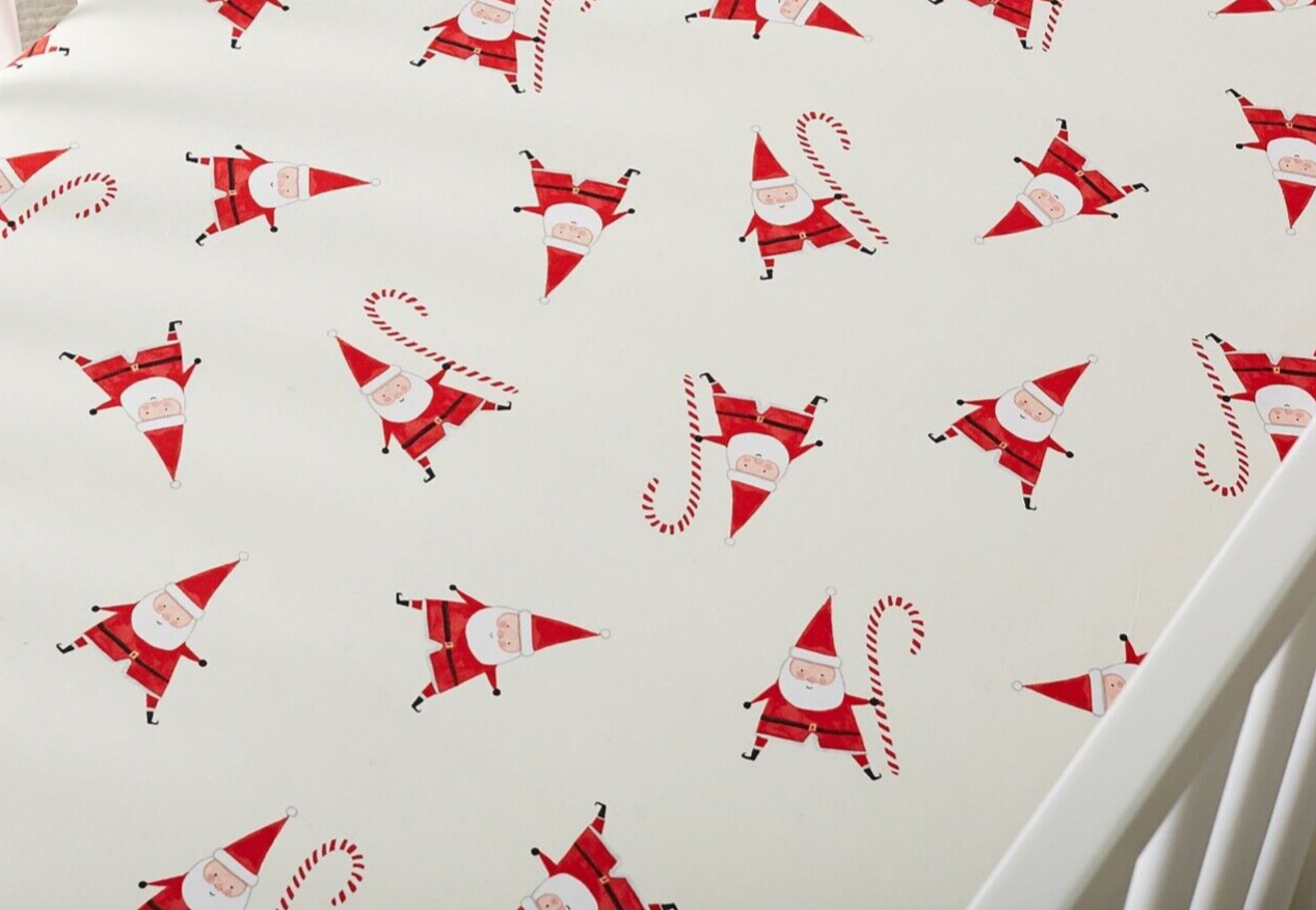 Pottery Barn Kids Smiling Santa Crib Sheet, fitted