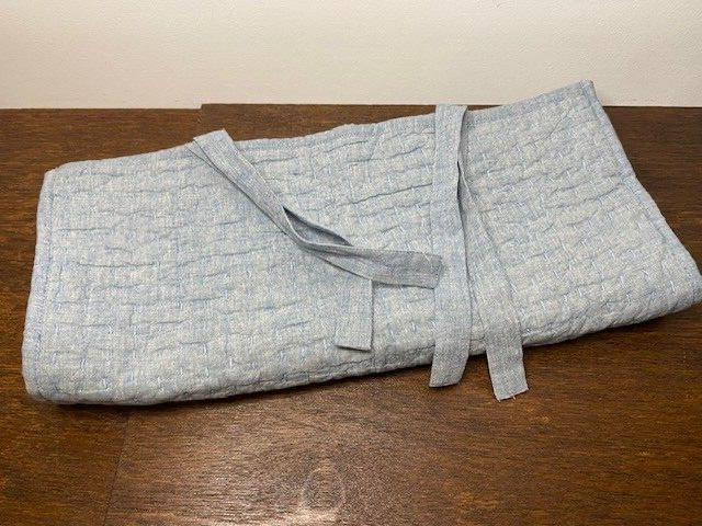 Pottery Barn Pick-Stitch Handcrafted Cot/Linen Quilted Standard Sham, Chambray