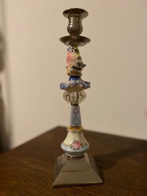 Vintage Salt & Pepper Shaker Bird and Floral Theme Candle Stick