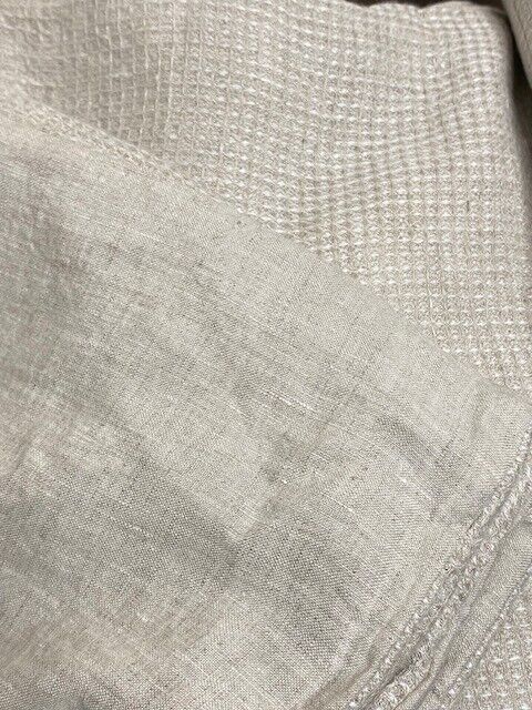 West Elm K/CK Euro Flax Linen Mini Waffle Duvet & 1 Pottery Barn K Sham, Flax