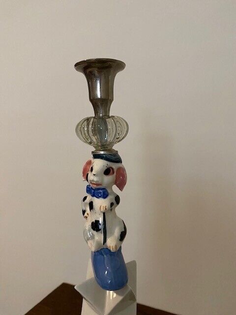 Vintage Salt & Pepper Shaker Blue willow, Puppy Theme Candle Stick