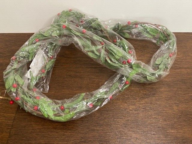 Artificial Green & Red Mistletoe Garland, 6 ft.