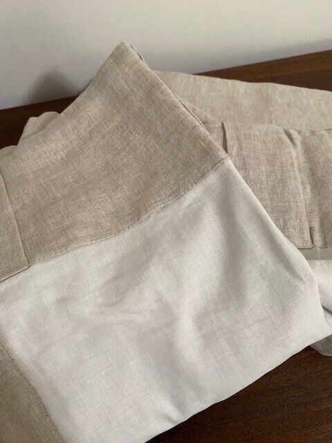 West Elm 100% Linen Pole Pocket, Lined Curtain Panel 48 x 108 in, Flax