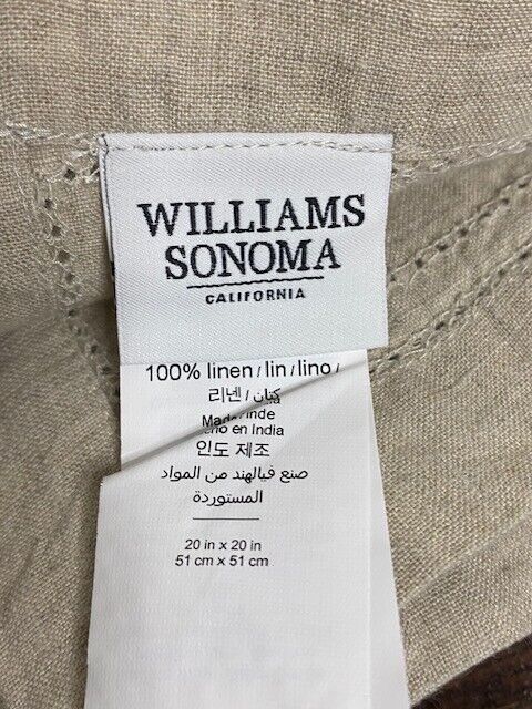 Williams Sonoma 4 Double Hemstitch 20 x 20 in Linen Napkins, Flax