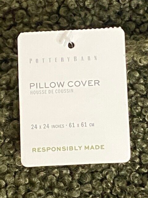 Pottery Barn Textural Pillow Cover, 24 x 24, Loden Green