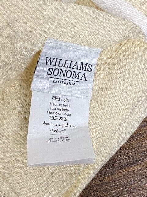 Williams Sonoma Set of 4 Double Hemstitch 20 x 20 Napkins, Pale Yellow