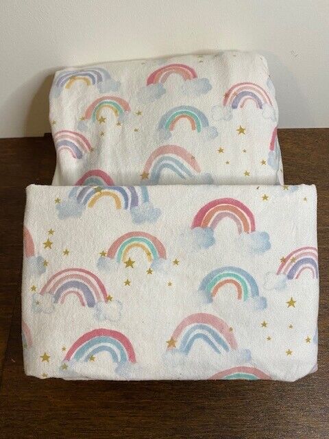 Pottery Barn Kids Rainbow Clouds Full Fitted Sheet & 1 Pillow case