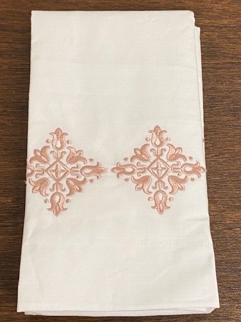 Pottery Barn Tile Embroidered Organic Percale Euro Sham, Soft Rose