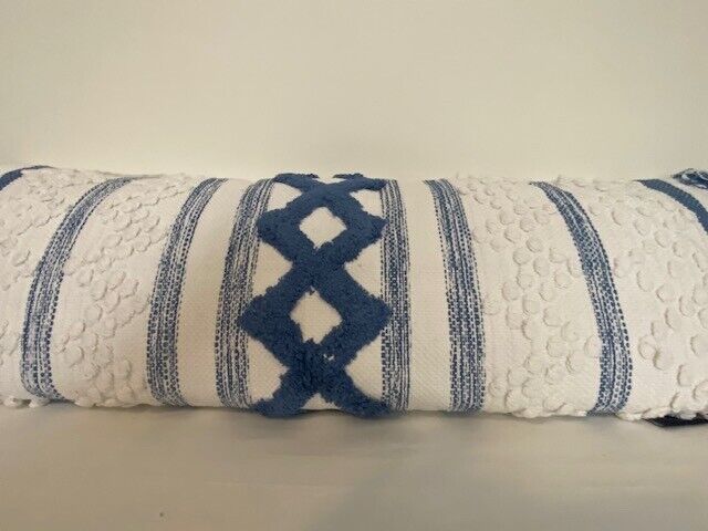 JQueen White Sand Serene Lumbar Pillow 14x 40 in, Blue