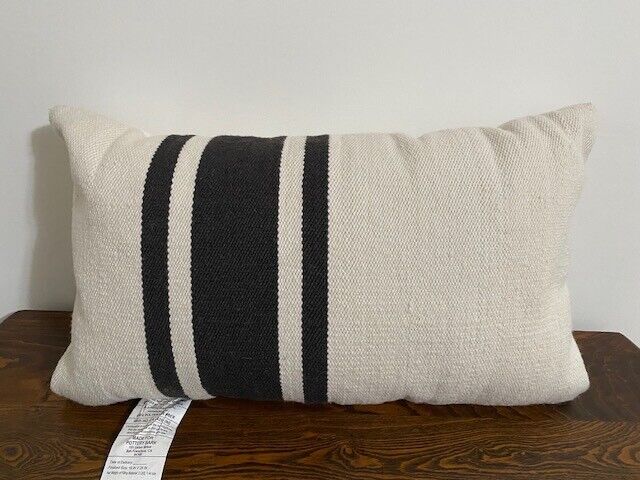 Pottery Barn 16 x 26" Pillow Charcoal Stripe on Ivory