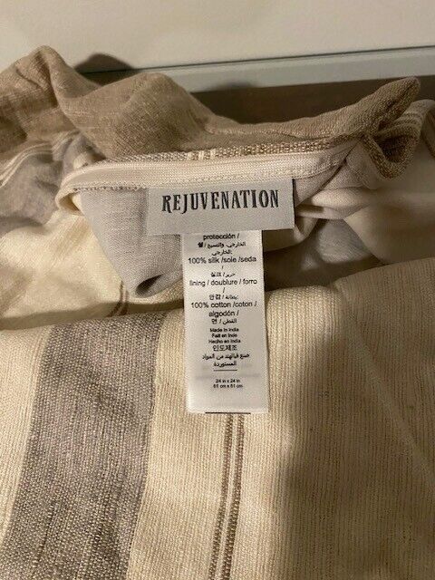 Rejuvenation Striped Silk 24 x 24 in Pillow Cover, Neutral