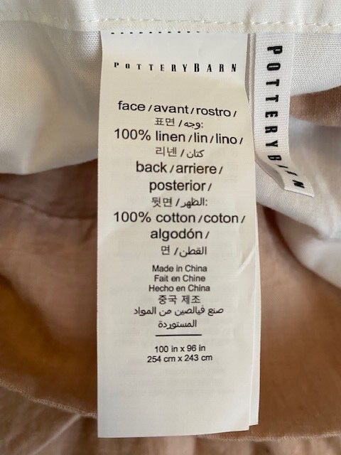 Pottery Barn 100 x 96 in Belgian Flax Linen Light Filtering Curtain-Soft Apricot