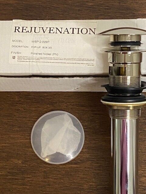 Rejuvenation Soft Touch Pop-Up Drain For Bathroom Sink, Polished Nickel