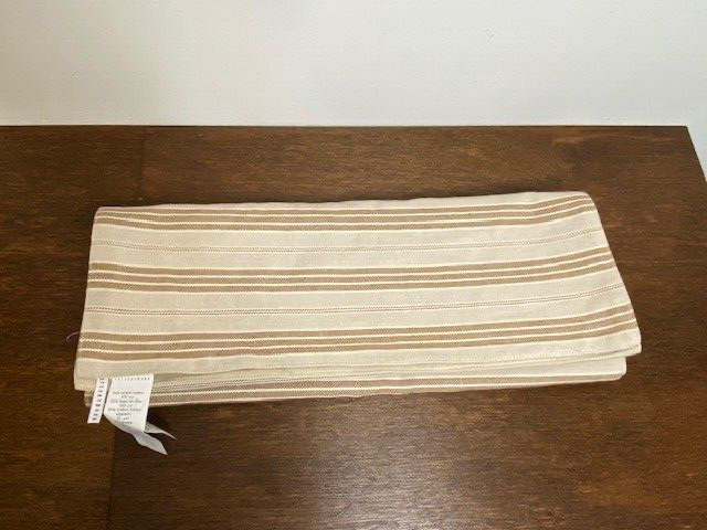 Pottery Barn Colette Stripe Cotton/Linen Table Runner, 18 x 108 in, Amber