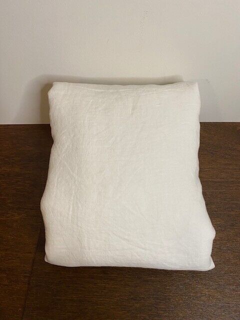 Pottery Barn K/CK Belgian Flax Linen Duvet Cover, White