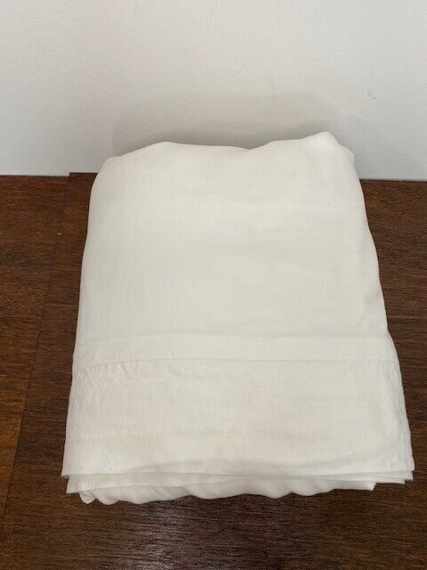 Pottery Barn Tencel W/Linen Flange Duvet Cover & 2 Euro Shams,K/CK-White