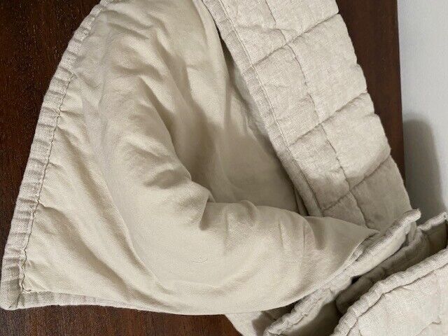 West Elm 100% linen Standard Sham, Box stitch, Natural