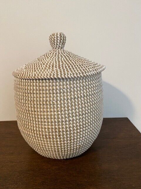 West Elm Millet Lidded Basket, Natural