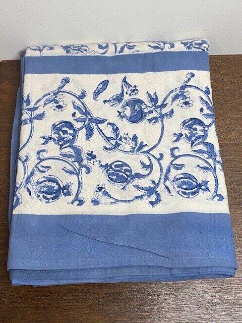 Pottery Barn Granada Handmade Cotton Rectangular Tablecloth, 90 x 90in