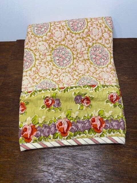 Pottery Barn Vintage Standard Sham, Quilted Mixed Florals with Striped Back