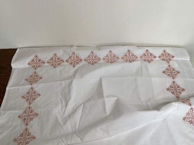 Pottery Barn Tile Embroidered Organic Percale Euro Sham, Soft Rose