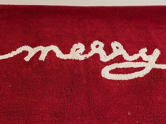 NEW Pottery Barn Merry Hand Tufted Christmas Holiday Bath Mat Rug~Red~21" x 34"