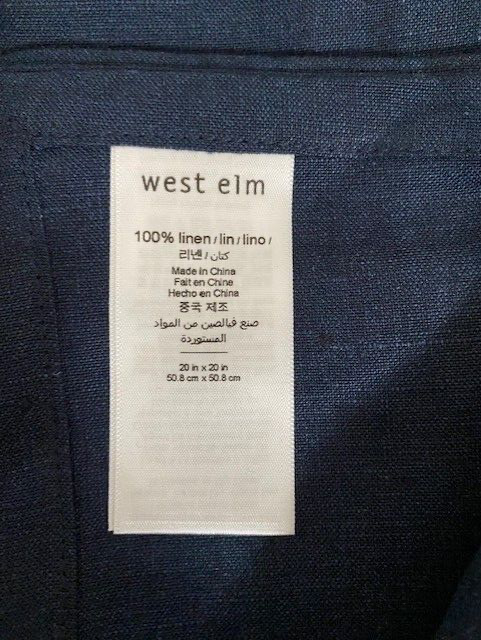 West Elm 100% Linen Napkins, 20 x 20-Navy