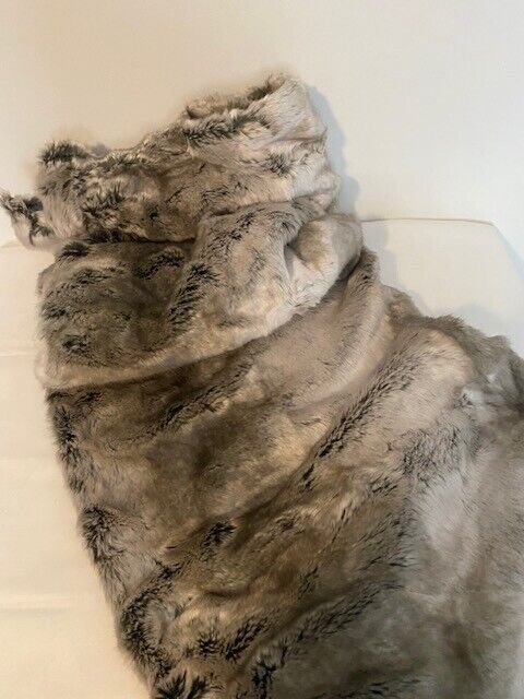 West Elm Faux Fur Ombre Throw, Feather Gray, 47 x 60 in