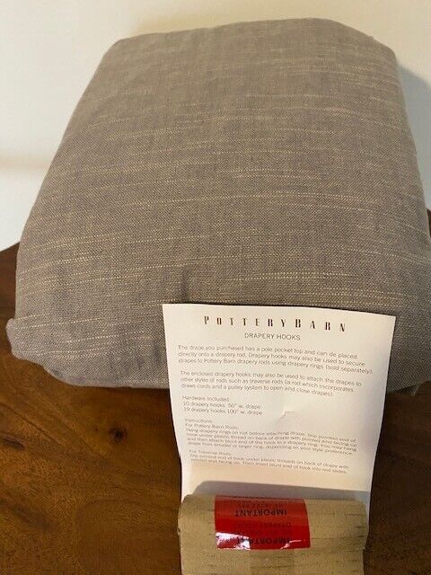 Pottery Barn Emery Linen Pinch Pleat Curtain, 50 X 96-Cotton Lined,Gray