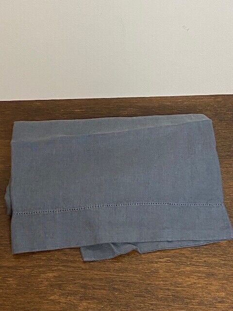 Pottery Barn Belgian Flax Linen Hemstitch Euro Sham, Steel Blue