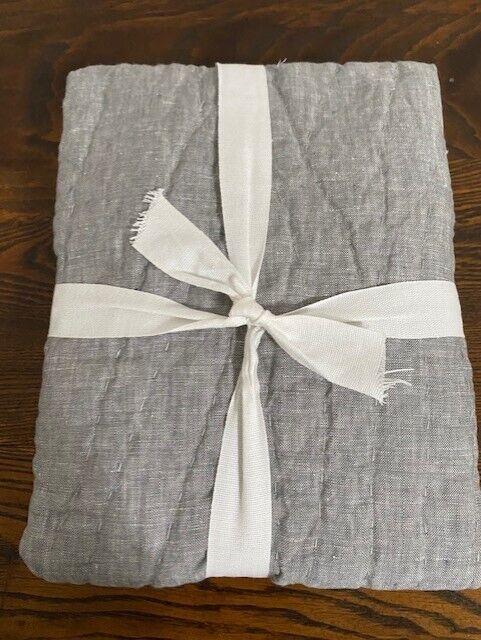 Pottery Barn Handstitched Belgian Flax Linen Standard Quilted Sham-Flagstone