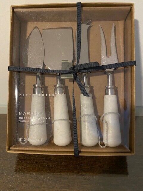 Pottery Barn White Marble Cheese Knives - Set of 4