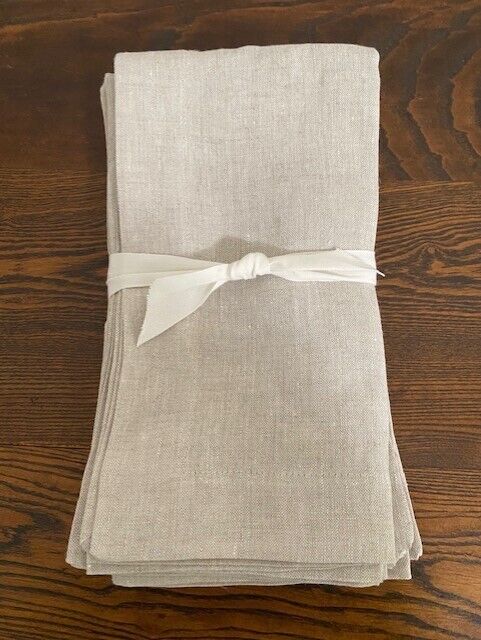 Pottery Barn !00% Linen Napkins, 22 x 22-Flax (tan)