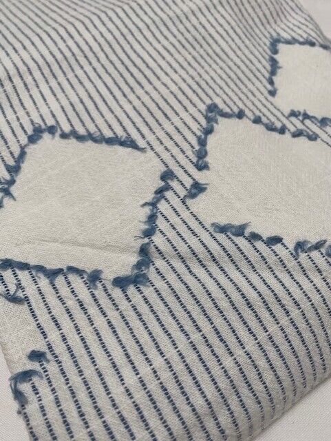 Pottery Barn 100 % Cotton Duvet, Twin-White with blue stripe