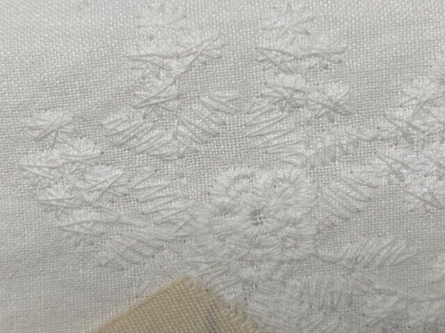 Green Row Floral Embroidered 48 x 84" Drape, White