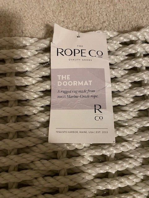 Pottery Barn The Rope Company Striped Handwoven Doormat, Blue and White