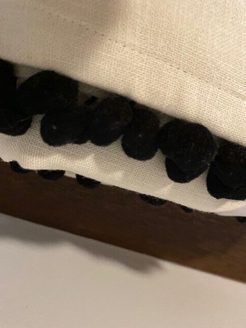 Pottery Barn Emily & Merritt 44 x 84 in Pom Pom Curtain-Black Out, Ivory & Black