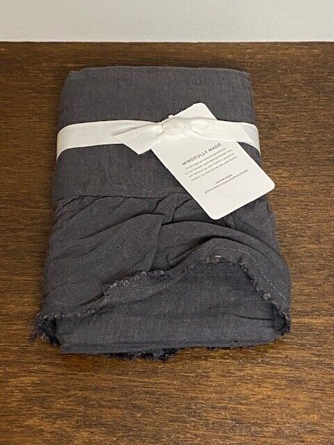 Pottery Barn Belgian Flax Linen Frayed Ruffle Standard Sham, Ebony